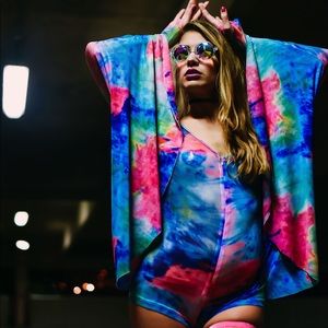 Rainbow mesh bodysuit